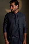 Buy_Charkhee_Blue Chanderi, Voile Embroidery Moon Pattern Bundi _at_Aza_Fashions