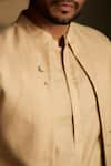 Charkhee_Beige Chanderi, Voile Embroidery Cresent Moon Pattern Bundi _Online_at_Aza_Fashions