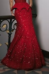 Buy_Mishru_Red Organza Embroidery, Mirrors, Sequins Bandeau Neck Freya Corset With Skirt _Online_at_Aza_Fashions