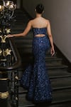 Shop_Mishru_Navy Tulle Sequins, Embroidery Sweetheart Neck, Round Yana Corset And Skirt Set _at_Aza_Fashions