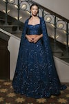 Buy_Mishru_Multi Color Organza Sequins, Embroidery Sweetheart Neck Helena Lehenga Set _at_Aza_Fashions
