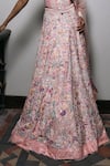 Mishru_Blush Organza, Tulle Embroidery, Sequins Sweetheart Neck Seona Lehenga Set _at_Aza_Fashions