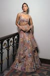 Buy_Mishru_Gold Tulle Embroidery, Sequins, Beads Square Neck Amelia Lehenga Set _Online_at_Aza_Fashions