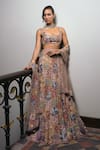 Shop_Mishru_Gold Tulle Embroidery, Sequins, Beads Square Neck Amelia Lehenga Set _Online_at_Aza_Fashions
