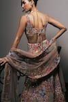 Shop_Mishru_Gold Tulle Embroidery, Sequins, Beads Square Neck Amelia Lehenga Set _at_Aza_Fashions