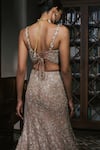 Shop_Mishru_Gold Tulle Embroidery, Sequins, Zari Sweetheart Neck Cindie Gown _at_Aza_Fashions