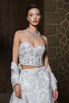 Mishru_Ivory Tulle Embroidery, Sequins, Zari Sweetheart Neck Maisie Corset And Skirt Set _Online_at_Aza_Fashions