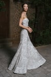 Shop_Mishru_Ivory Tulle Embroidery, Sequins, Zari Sweetheart Neck Maisie Corset And Skirt Set _at_Aza_Fashions