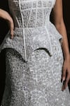 Buy_Mishru_Ivory Tulle Sequins, Embroidery Bandeau Neck Rheia Corset And Skirt Set _Online_at_Aza_Fashions