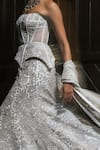 Mishru_Ivory Tulle Embroidery, Sequins, Beads, Zari Bandeau Rheia Corset And Skirt Set _Online_at_Aza_Fashions