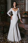 Buy_Mishru_Ivory Tulle Embroidery, Sequins Sweetheart Neck Seraphina Gown _at_Aza_Fashions