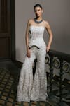 Buy_Mishru_Ivory Tulle Embroidery, Sequins Bandeau Neck Mabel Pant Set _at_Aza_Fashions