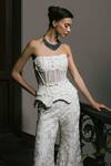 Mishru_Ivory Tulle Embroidery, Sequins Bandeau Neck Mabel Pant Set _Online_at_Aza_Fashions