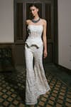 Buy_Mishru_Ivory Tulle Embroidery, Sequins Bandeau Neck Mabel Pant Set _Online_at_Aza_Fashions