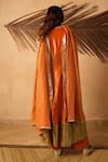 Shop_Myoho_Orange Dupion, Brocade, Tissue, Silk, Chanderi Embroidery, Zari Mango Kurta Set _at_Aza_Fashions