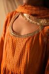 Buy_Myoho_Orange Dupion, Brocade, Tissue, Silk, Chanderi Embroidery, Zari Mango Kurta Set _Online_at_Aza_Fashions