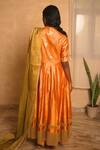 Shop_Myoho_Orange Dupion, Brocade, Tissue, Chanderi Embroidery Floral Pattern Kurta Set _at_Aza_Fashions