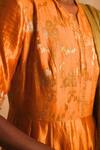 Shop_Myoho_Orange Dupion, Brocade, Tissue, Chanderi Embroidery Floral Pattern Kurta Set _Online_at_Aza_Fashions