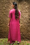 Shop_Myoho_Pink Satin Embroidery Collared Hand Kurta _at_Aza_Fashions