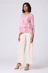 Buy_Scarlet Sage_Pink Polyester Round Neck Tia Ruffle Top _Online_at_Aza_Fashions