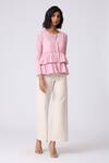 Shop_Scarlet Sage_Pink Polyester Round Neck Tia Ruffle Top _Online_at_Aza_Fashions