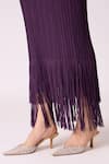 Scarlet Sage_Wine Satin, Polyester Fringe V-neck Blake Maxi Dress _at_Aza_Fashions