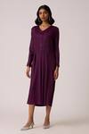 Shop_Scarlet Sage_Wine Polyester V-neck Emerson Dress With Belt _Online_at_Aza_Fashions