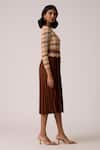 Buy_Scarlet Sage_Brown Polyester Round Neck Elanor Gingham Bodice Dress _Online_at_Aza_Fashions