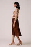 Shop_Scarlet Sage_Brown Polyester Round Neck Elanor Gingham Bodice Dress _Online_at_Aza_Fashions