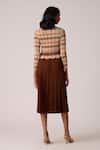 Shop_Scarlet Sage_Brown Polyester Round Neck Elanor Gingham Bodice Dress _at_Aza_Fashions