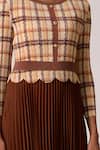 Buy_Scarlet Sage_Brown Polyester Round Neck Elanor Gingham Bodice Dress _Online