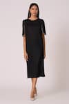 Shop_Scarlet Sage_Black Polyester Pearls Round Neck Fernanda Dress _Online_at_Aza_Fashions