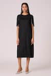 Buy_Scarlet Sage_Black Polyester Pearls Round Neck Fernanda Dress _at_Aza_Fashions