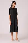 Buy_Scarlet Sage_Black Polyester Pearls Round Neck Fernanda Dress 