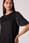 Scarlet Sage_Black Polyester Pearls Round Neck Fernanda Dress _Online