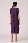 Shop_Scarlet Sage_Purple Polyester Pearls Round Neck Fernanda Dress _at_Aza_Fashions