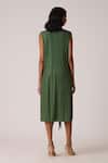 Shop_Scarlet Sage_Olive Green Polyester Fringe V-neck Tessa Tassel Dress _at_Aza_Fashions