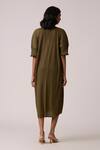 Shop_Scarlet Sage_Olive Green Polyester Round Neck Lisette Dress _at_Aza_Fashions