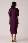 Shop_Scarlet Sage_Wine Polyester Round Neck Lisette Dress _at_Aza_Fashions