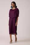 Shop_Scarlet Sage_Wine Polyester Round Neck Lisette Dress _Online_at_Aza_Fashions