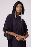 Scarlet Sage_Purple Polyester Collared Lorna Asymmetric Dress _Online_at_Aza_Fashions