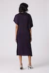 Shop_Scarlet Sage_Purple Polyester Collared Lorna Asymmetric Dress _at_Aza_Fashions
