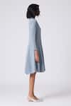 Scarlet Sage_Sky Blue Polyester Collared Iona Dress _Online_at_Aza_Fashions