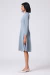 Buy_Scarlet Sage_Sky Blue Polyester Collared Iona Dress _Online_at_Aza_Fashions