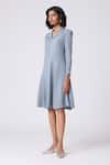 Shop_Scarlet Sage_Sky Blue Polyester Collared Iona Dress _Online_at_Aza_Fashions