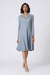 Buy_Scarlet Sage_Sky Blue Polyester Collared Iona Dress 