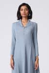 Scarlet Sage_Sky Blue Polyester Collared Iona Dress _Online