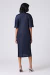 Shop_Scarlet Sage_Navy Polyester V-neck Anya Shift Dress _at_Aza_Fashions