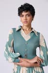 Buy_Scarlet Sage_Teal Polyester Collared Thea Print Dress _Online_at_Aza_Fashions