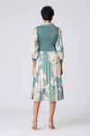 Shop_Scarlet Sage_Teal Polyester Collared Thea Print Dress _at_Aza_Fashions